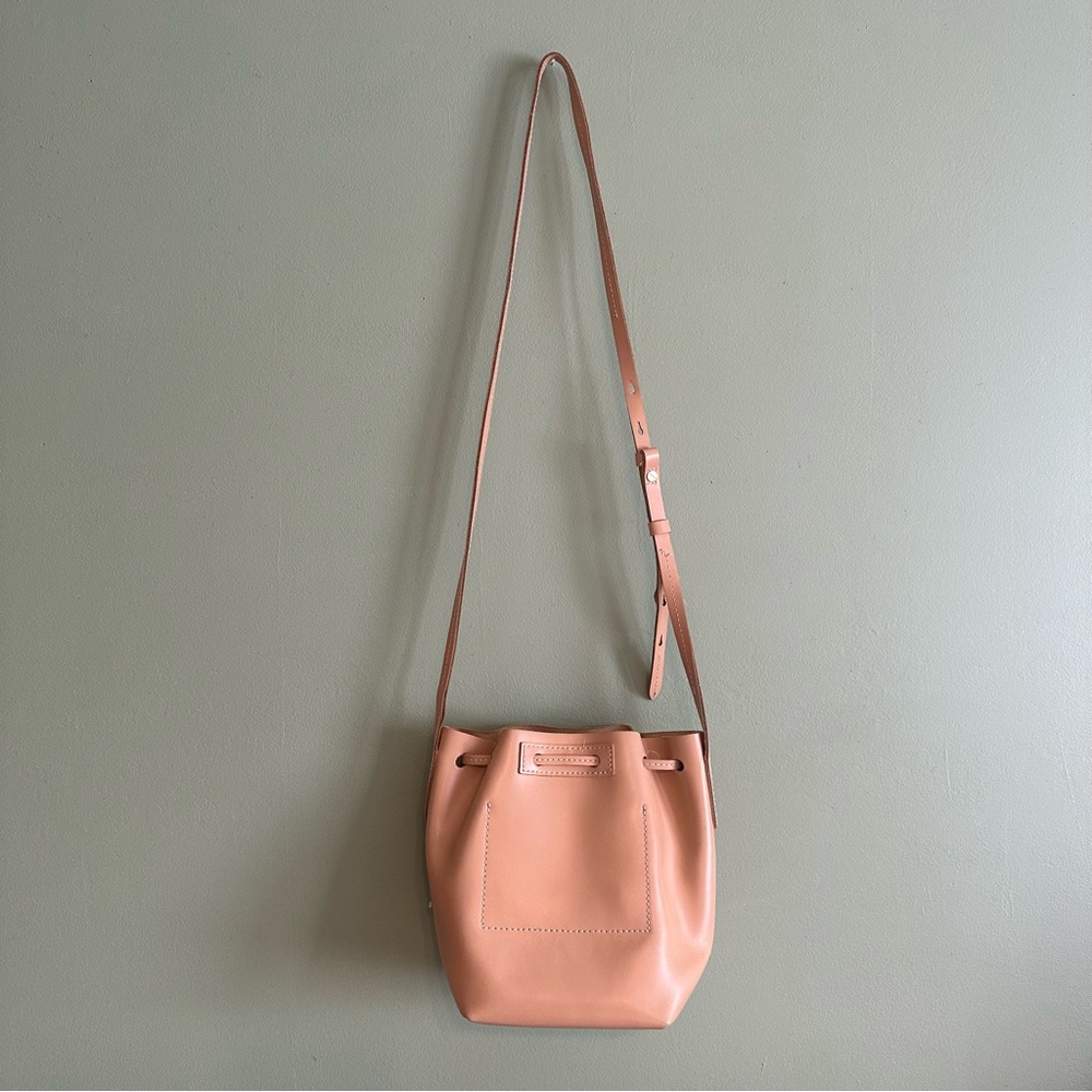 J.Crew Mini Leather Bucket Bag Drawstring Tassel Crossbody - Picture 6 of 6